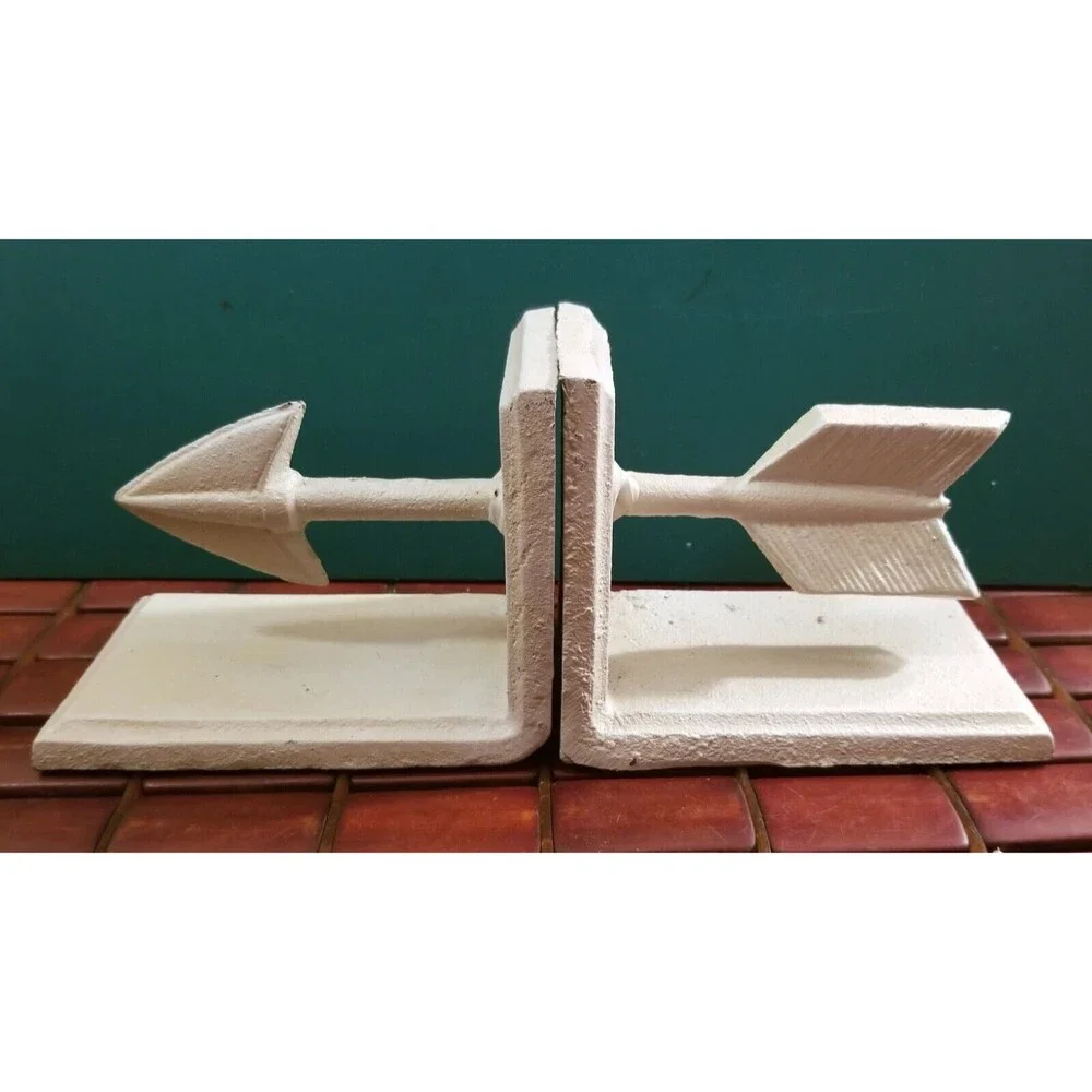 HomArt Cast Iron Arrow Bookends Antique White 5